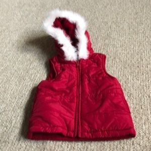 Red Vest with Faux fur trim